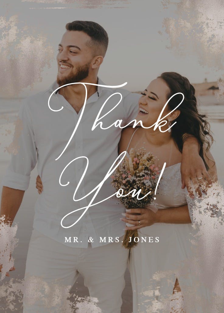 Foiled photo - wedding thank you card